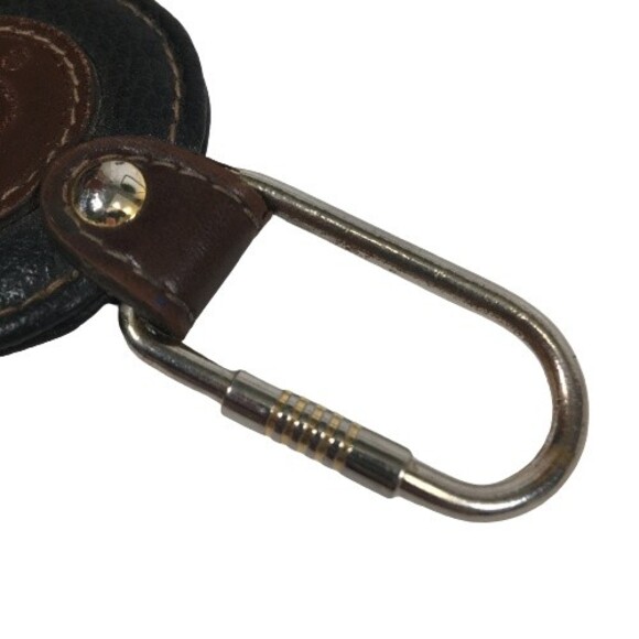 Liz Claiborne Logo Keychain Keyring Purse Fob Black Pebbled Brown Leather #70272 - Picture 7 of 7
